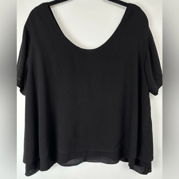 Serendipity Maui Women’s Top Size Large Black Rayon Cropped Layered Lagenlook - Picture 2 of 7